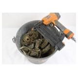 Bostitch Pneumatic Strip Nailer With Bucket of Collated Nails