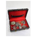 Pirate Skull Jewelry Box With Assorted Chains & Rings