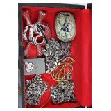 Pirate Skull Jewelry Box With Assorted Chains & Rings