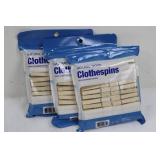 Natural Wood Clothespins (Lot of 3)