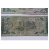 National Bank of Liberia 5 Dollar Banknotes (Lot of 12)