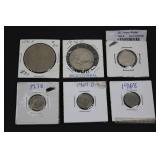 Mixed Lot of 9 U.S. Coins - Dimes, Half Dollars, Eisenhower Dollar & Peace Medal Dollar