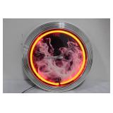 Neon Flame Wall Clock With Power Adapter