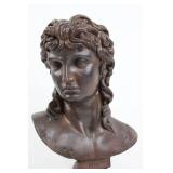 Bronze Eros Bust Sculpture (14.5 tall)