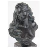 Signed Alice Heath Bust Sculpture on Marble Base (15.5' tall)