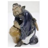 Ceramic Samurai Figurine With Jar (6.5' tall)