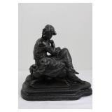 Classical Seated Lady Sculpture on Base (11.5' tall)