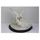 Winged Angel and Figure Sculpture R590-24 Resin on Base (13' x 14')