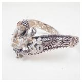Barbara Bixby Ganesh Multigemstone Sterling Silver & 18K Hinged Cuff Bracelet ***Est. Replacement Value $800**