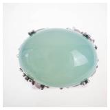 Large Sterling Silver Aqua Chalcedony & Multi Gemstone Ring Size 7.75