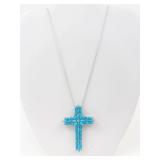 D'Joy Sterling Silver Sleeping Beauty Cross Pendant Necklace