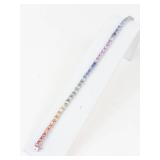 Gorgeous Rainbow Multigemstone Sterling Silver Tennis Bracelet