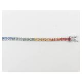 Gorgeous Rainbow Multigemstone Sterling Silver Tennis Bracelet