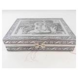 Silver Tone Buddha Jewelry Box With Mirror