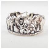 Elephant Family Sterling Silver Band Ring Size 8