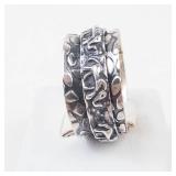 Elephant Paved *Spinner* Sterling Silver Ring Size 8