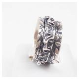Elephant Paved *Spinner* Sterling Silver Ring Size 8