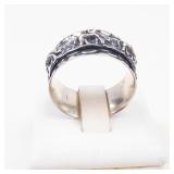 Elephant Paved *Spinner* Sterling Silver Ring Size 8