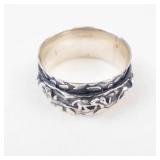 Elephant Paved *Spinner* Sterling Silver Ring Size 8
