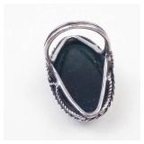Gorgeous Sterling Silver Deeply Colored Bloodstone Ring Size 4.75 (Very cool, did not photograph well n person in lighting the gemstone is deep forest green with the iron speckles, Absolutely Beautifu