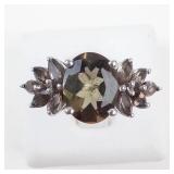 STS Beautiful Whimsy Leafy Sterling Silver Tourmaline Ring Size 9.25