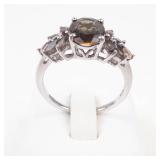 STS Beautiful Whimsy Leafy Sterling Silver Tourmaline Ring Size 9.25