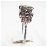 STS Beautiful Whimsy Leafy Sterling Silver Tourmaline Ring Size 9.25