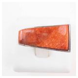 Jay King Orange Coral Composite Sterling Silver Ring Size 6.75