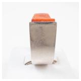 Jay King Orange Coral Composite Sterling Silver Ring Size 6.75