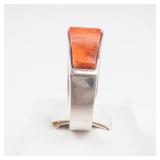 Jay King Orange Coral Composite Sterling Silver Ring Size 6.75