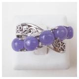 Sterling Silver Crisscross Amethyst Ring Size 9