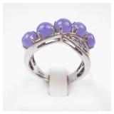 Sterling Silver Crisscross Amethyst Ring Size 9