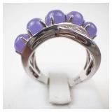 Sterling Silver Crisscross Amethyst Ring Size 9