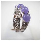 Sterling Silver Crisscross Amethyst Ring Size 9
