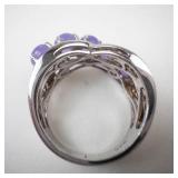 Sterling Silver Crisscross Amethyst Ring Size 9