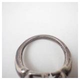 Checkered Cushion Amethyst Sterling Silver Ring Size 6.5