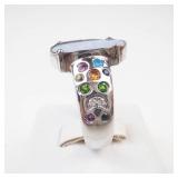 D'joy Boulder Opal & Multigem Sterling Silver Ring Size 6.75-7