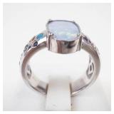 D'joy Boulder Opal & Multigem Sterling Silver Ring Size 6.75-7