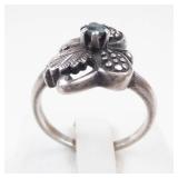 Aquamarine Sterling Silver Ring Size 6.75-7