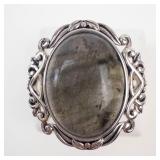 Ornate Labradorite Sterling Silver Ring Size 7.75