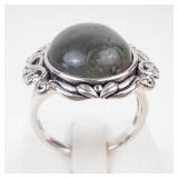 Ornate Labradorite Sterling Silver Ring Size 7.75
