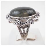 Ornate Labradorite Sterling Silver Ring Size 7.75