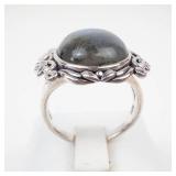 Ornate Labradorite Sterling Silver Ring Size 7.75