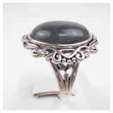 Ornate Labradorite Sterling Silver Ring Size 7.75
