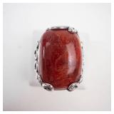 BBJ Sterling Silver Red Coral Ring Size 7