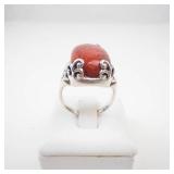 BBJ Sterling Silver Red Coral Ring Size 7