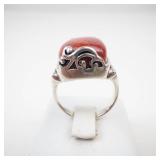 BBJ Sterling Silver Red Coral Ring Size 7