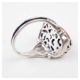 BBJ Sterling Silver Red Coral Ring Size 7