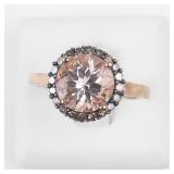 Morganite? CZ Rose Gold Plated Sterling Silver Ring Size 8.25