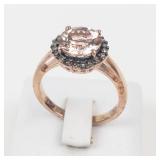 Morganite? CZ Rose Gold Plated Sterling Silver Ring Size 8.25